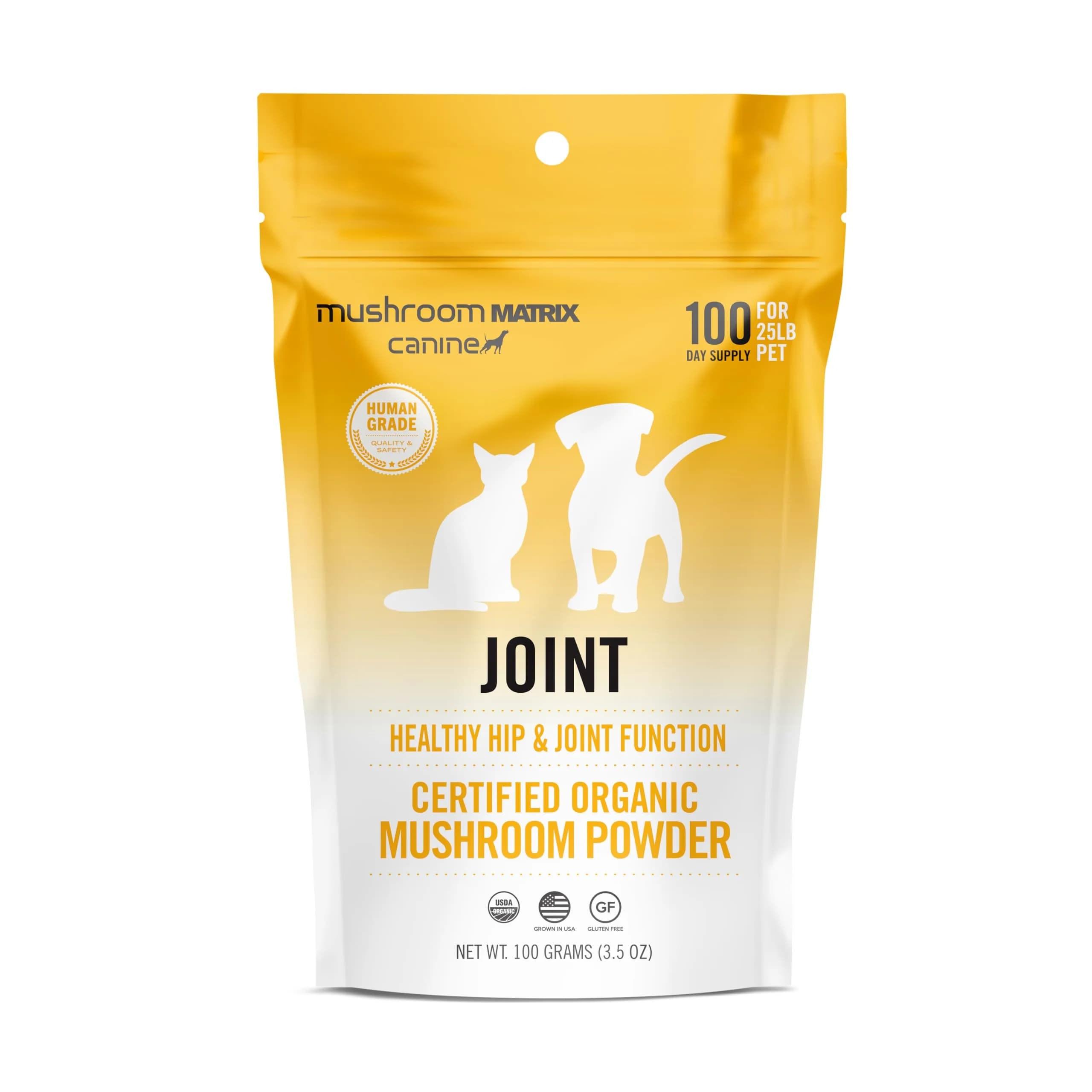 Mushroom Matrix Organic 3.5 oz | Pet Joint & Hip Support Supplement | USA Grown Human-Grade Mushroom Powder for Dogs & Cats — 100 grams
