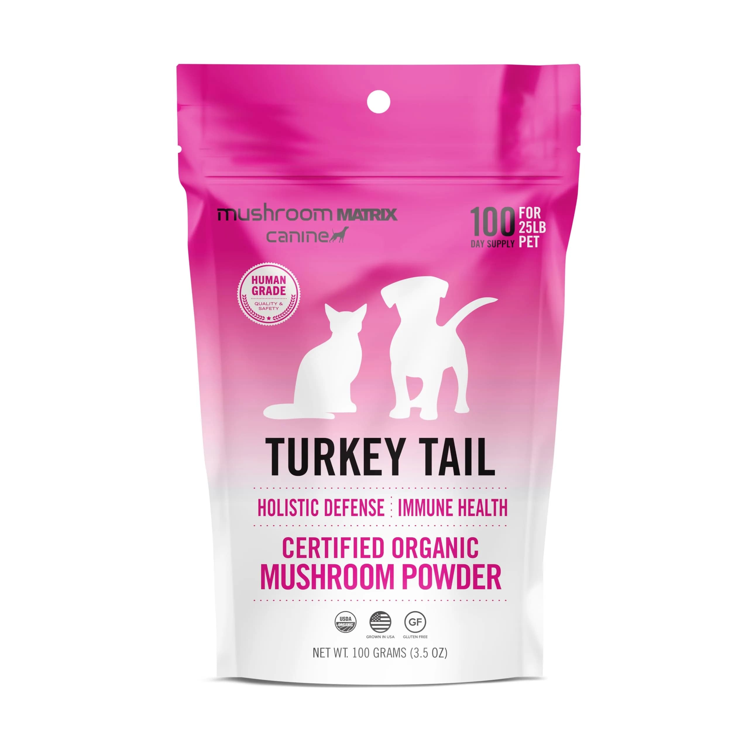 Mushroom Matrix Turkey Tail Mushroom Powder for Pets | Organic USA Grown Immunity Support (100g)
