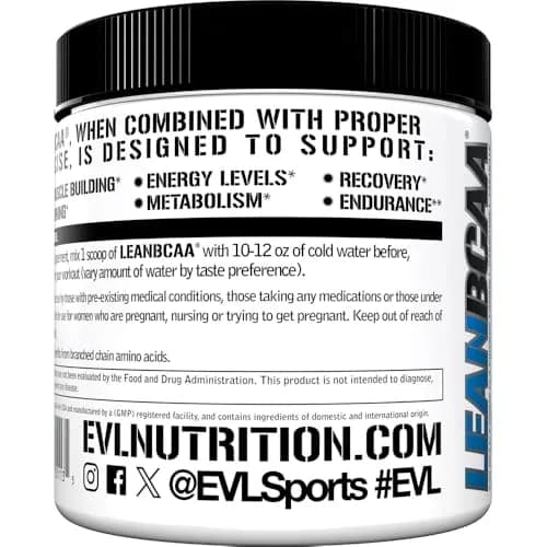 Evlution EVL LeanBCAA Powder with CLA & Carnitine, 267g (8.4 oz) | Muscle Recovery & Fat Burn Support thumbnail 4