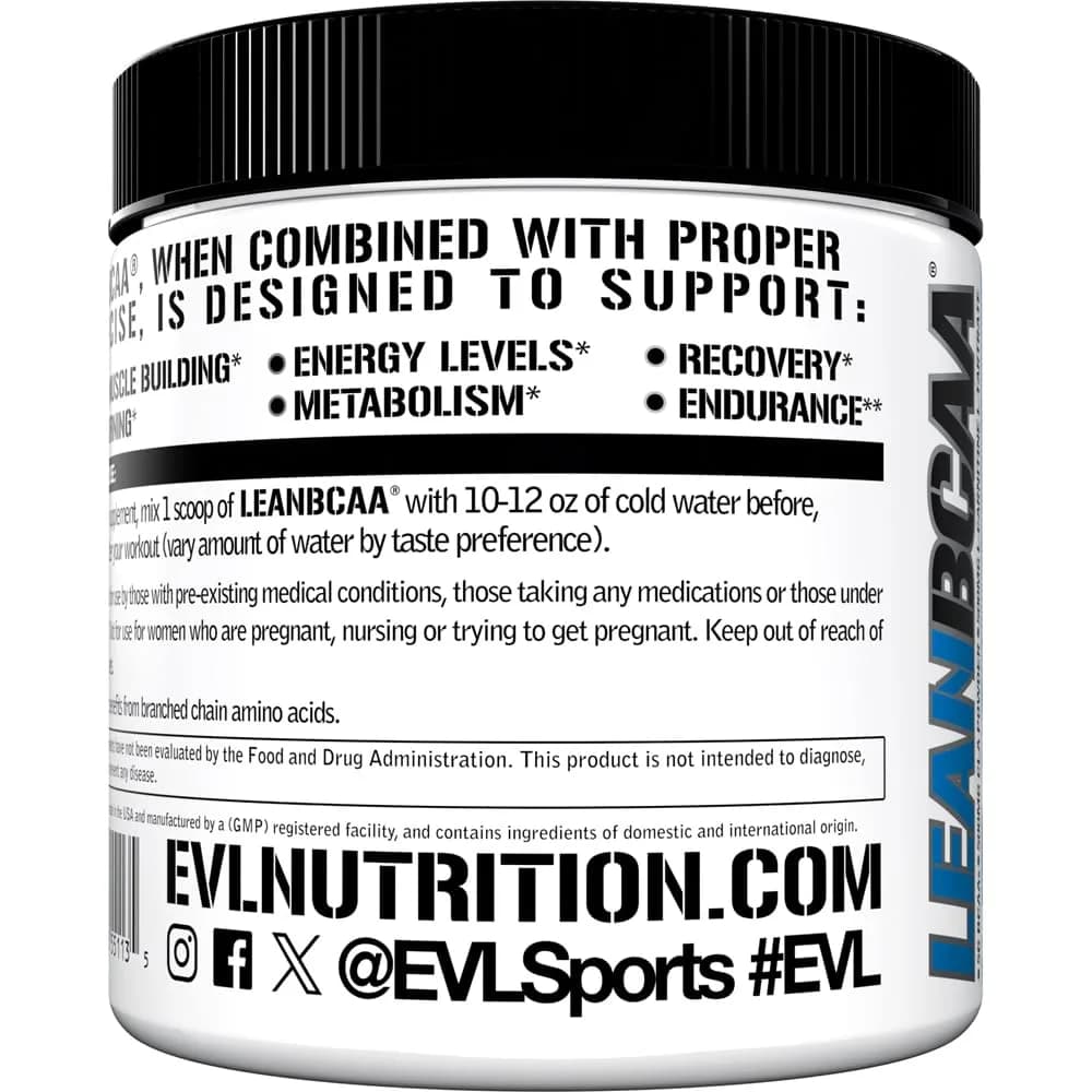Evlution EVL LeanBCAA Powder with CLA & Carnitine, 267g (8.4 oz) | Muscle Recovery & Fat Burn Support - view 4