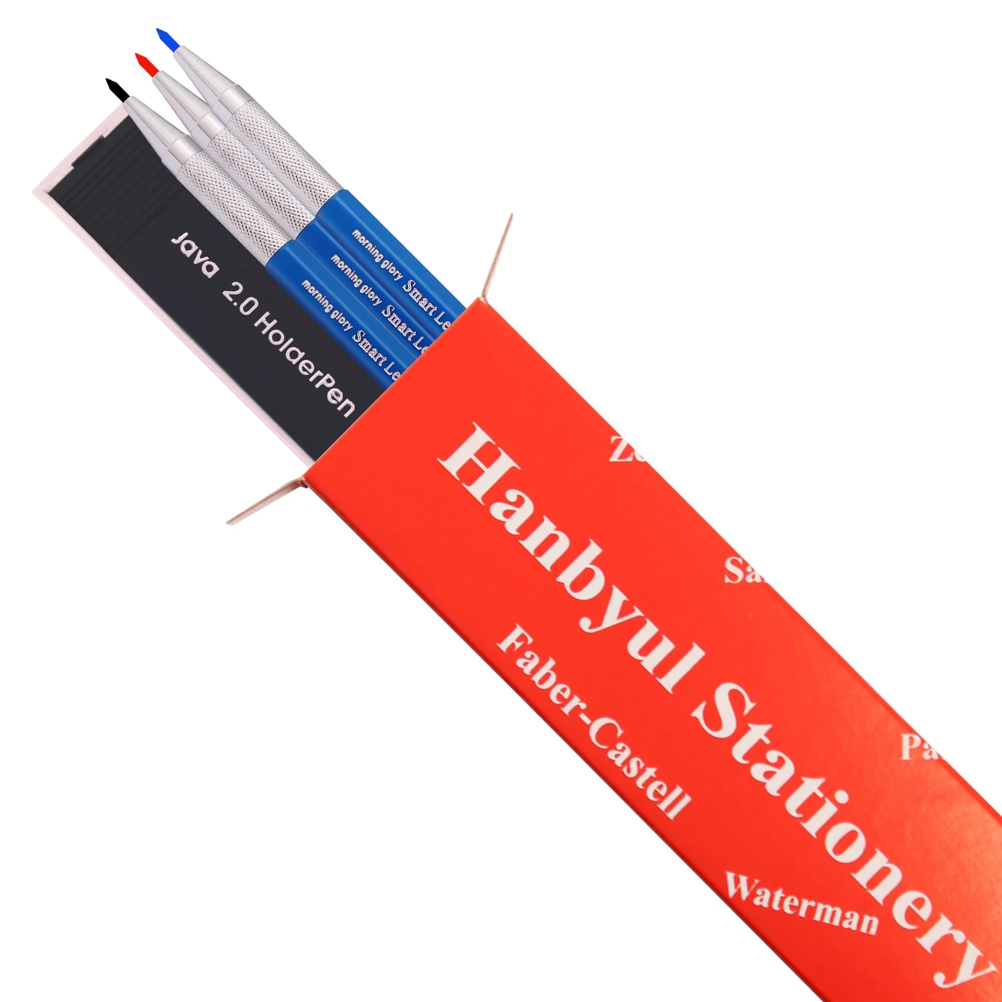 Morning Glory 2.0mm Lead Holder Pen Mechanical Pencil Set | 3 Pens + 12 Leads (Red, Blue, Black) - view 2