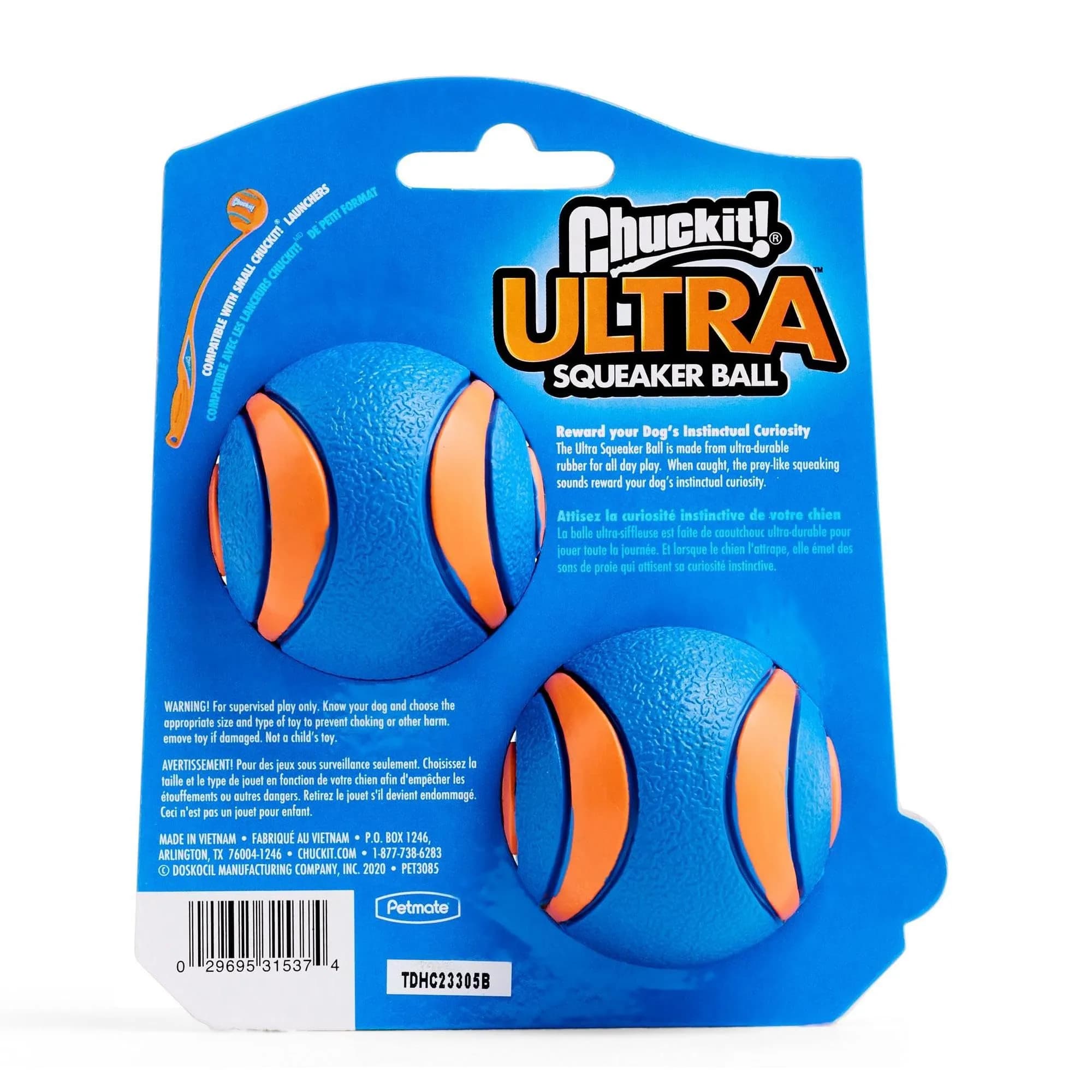 Chuckit! Ultra Squeaker Balls for Dogs, Pack of 2, Medium 6.4cm (2.5") | Durable Rubber Fetch & Water Toys - view 2