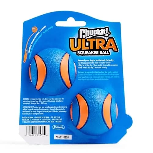 Chuckit! Ultra Squeaker Balls for Dogs, Pack of 2, Medium 6.4cm (2.5") | Durable Rubber Fetch & Water Toys thumbnail 2