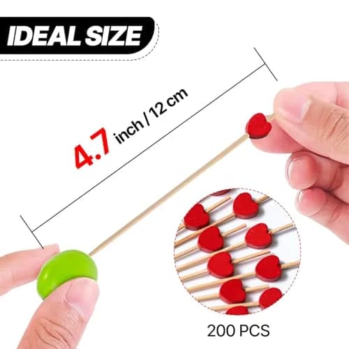 PuTwo Valentine's Cocktail Picks 4.7 Inch 100pcs Red Heart Bamboo Skewers Toothpicks for Appetizers Food Drink Fruit Sandwich BBQ Valentine's Day Galentine's Wedding Cocktail Party Charcuterie Boards | Elegant, Food-Safe, Eco-Friendly thumbnail 3