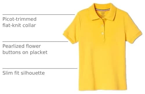 French Toast Girls' Picot Collar Polo Short Sleeve Shirt (Kids 10-12), Gold, Standard & Plus Size | Soft Cotton Blend, School Style thumbnail 4