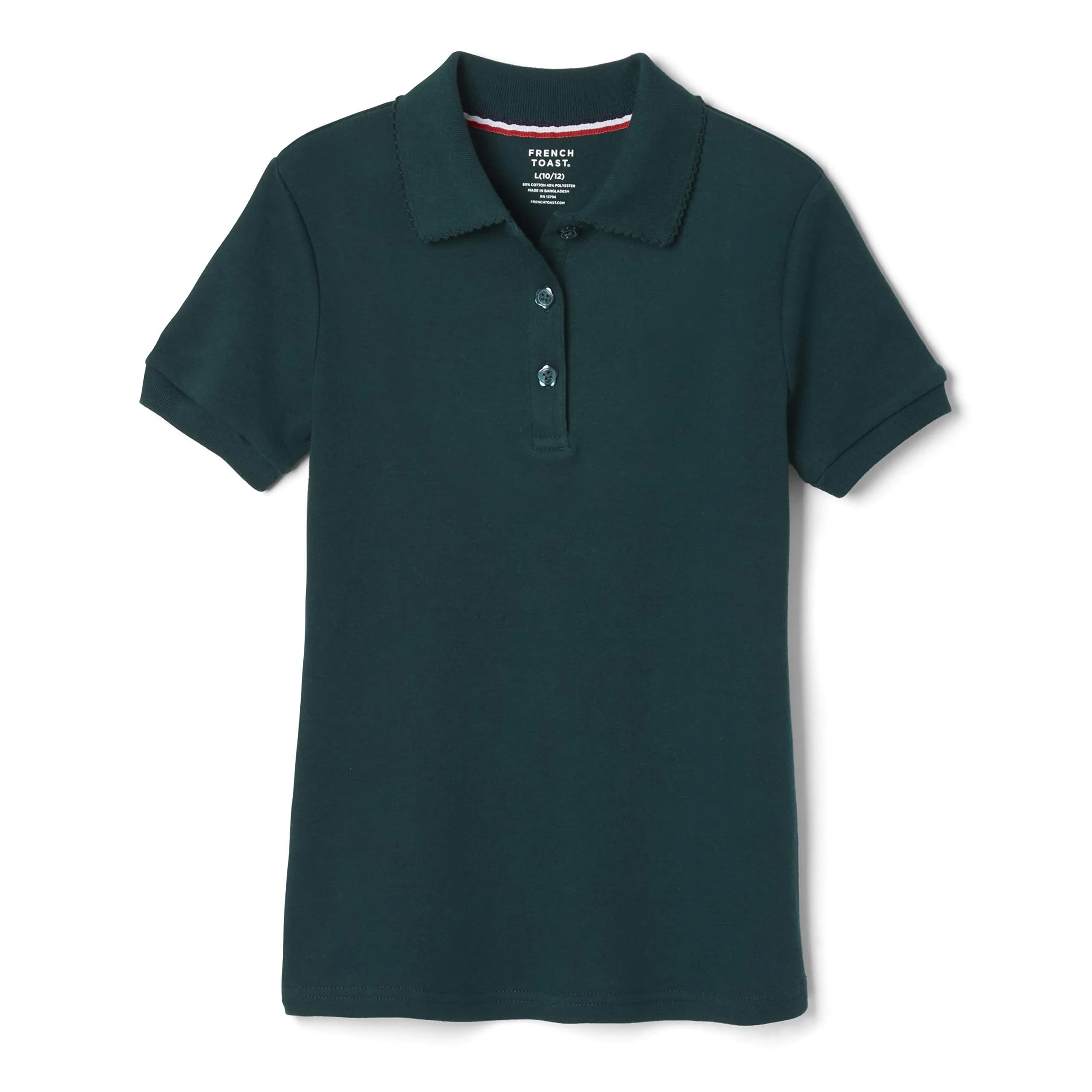 French Toast Girls' Picot Collar Polo Short Sleeve Shirt 14-16 | Soft Cotton Blend, School-Ready Fit - main product image