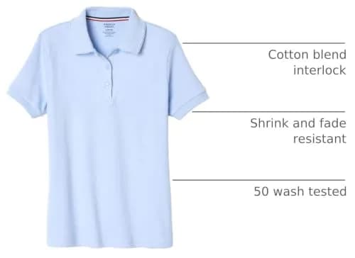 French Toast Girls' Plus Sized Short Sleeve Polo with Picot Collar, Light Blue, 14-16 Plus | School Uniform Style & Comfort thumbnail 4