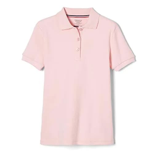 French Toast Girls' Picot Collar Polo Short Sleeve Shirt (Kids 4-5), Pink | School Uniform Style with Feminine Details thumbnail 1