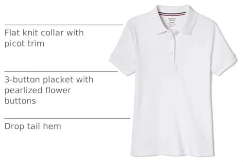 French Toast Girls' Plus Sized Short Sleeve Polo with Picot Collar, White, 18-20 Plus | School Uniform Style with Feminine Details thumbnail 4