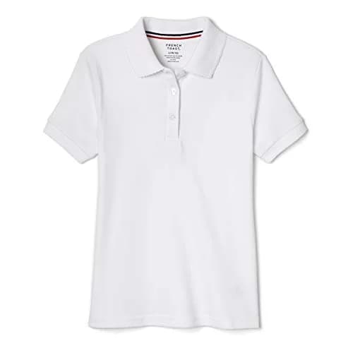 French Toast Girls' Plus Sized Short Sleeve Polo with Picot Collar, White, 14-16 Plus | School Uniform Style with Feminine Details thumbnail 1