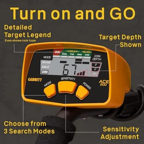 Garrett ACE 200 Metal Detector for Adults & Kids | Waterproof Coil, USA Made thumbnail 4
