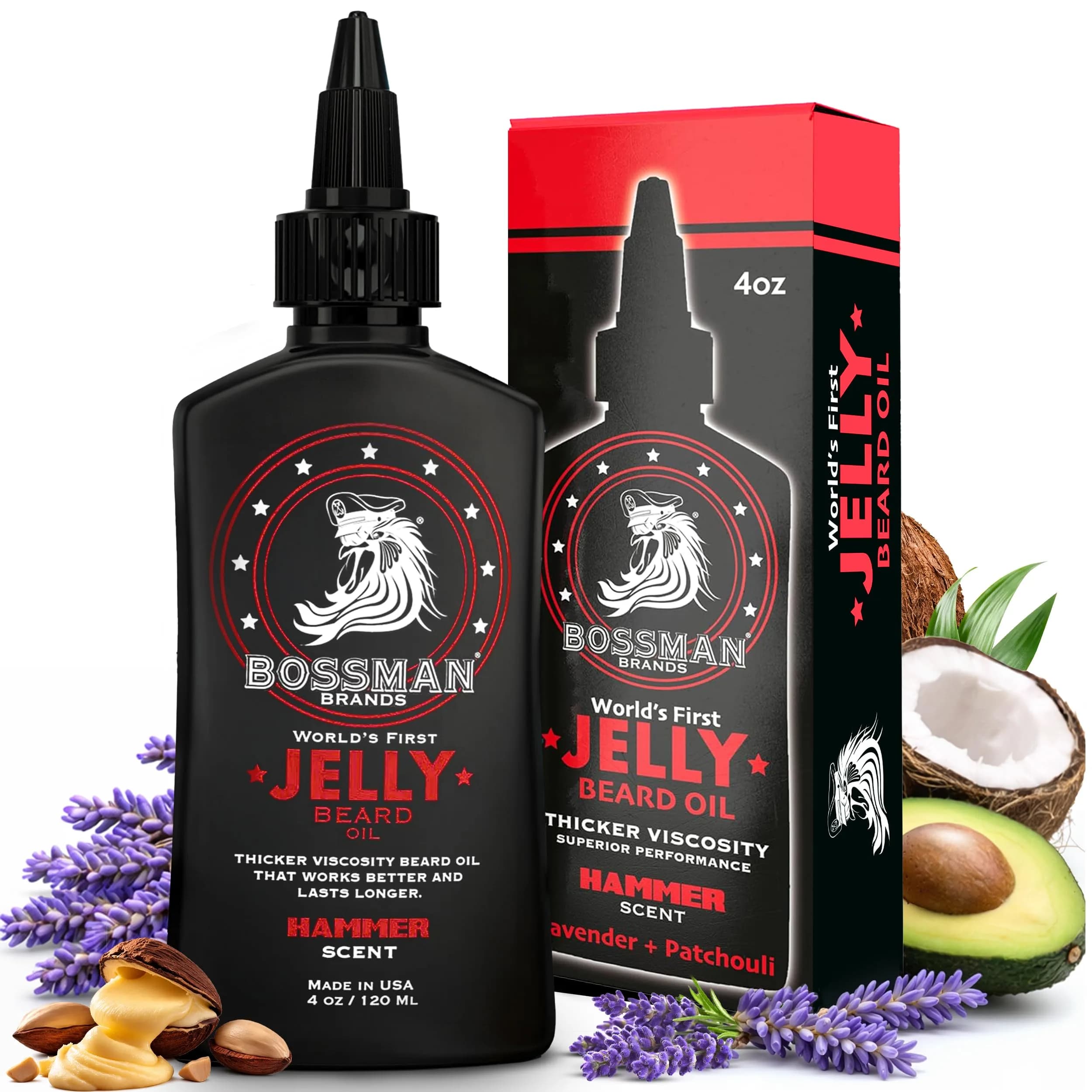 Bossman Jelly Beard Oil 4 oz | Thicker Formula, Texas Made, Hammer Scent
