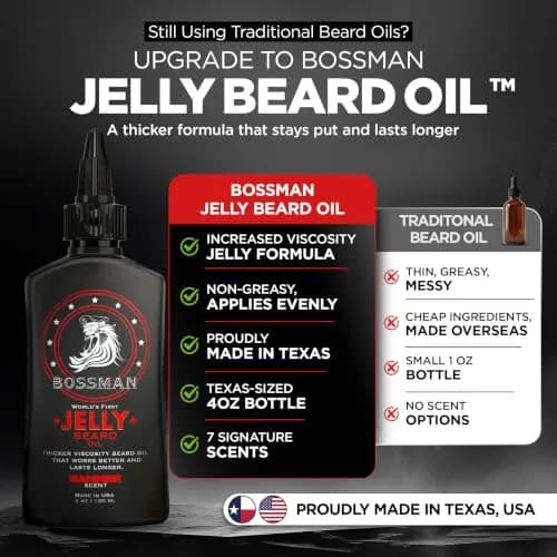 Bossman Jelly Beard Oil 4 oz | Thicker Formula, Texas Made, Hammer Scent thumbnail 2