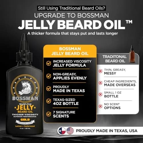 Bossman Jelly Beard Oil Gold Scent 118ml (4 oz) | Thicker Formula for Fuller, Healthier Beard thumbnail 2