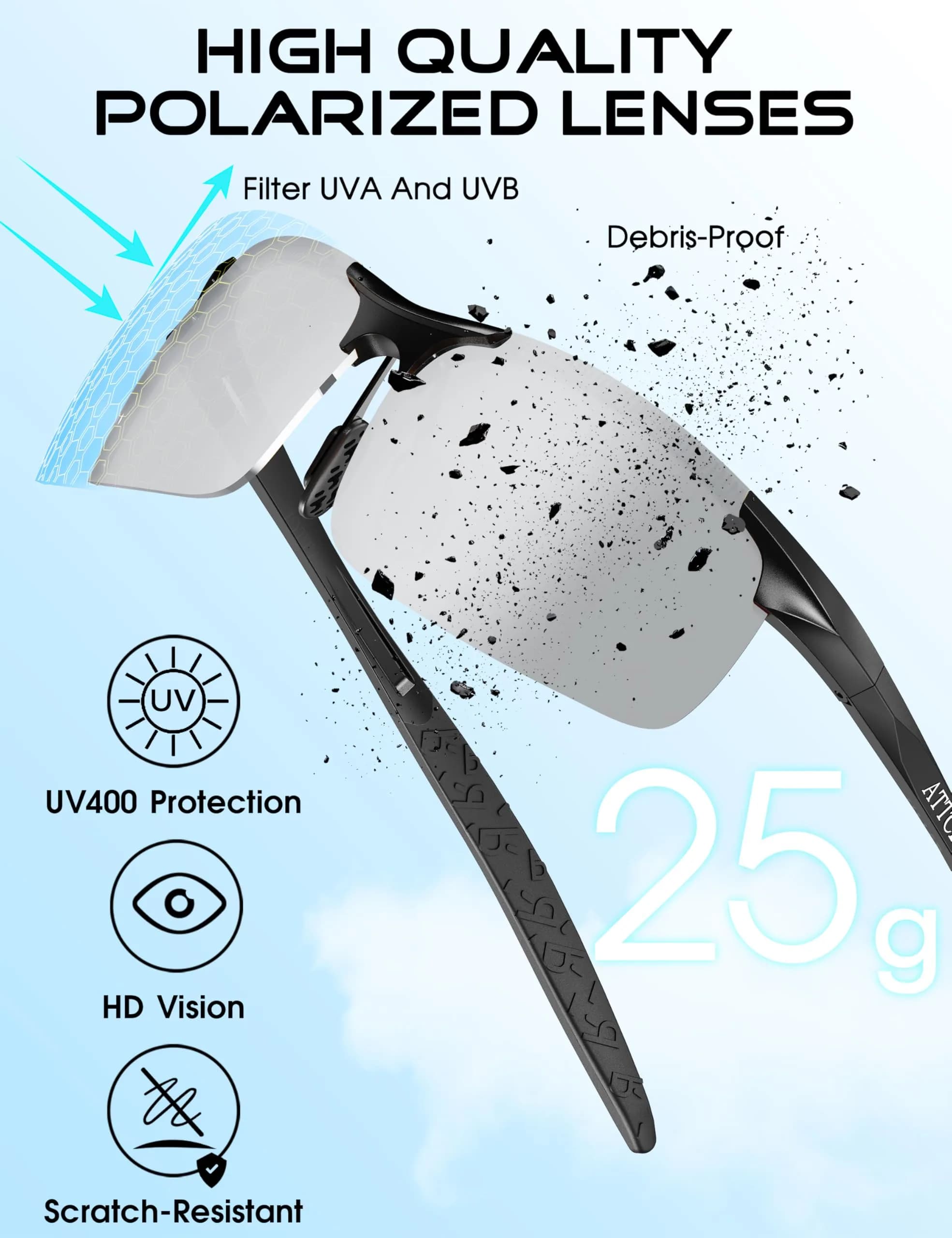 ATTCL 2026-black-silver Mirrored Polarized Sports Sunglasses for Men - UV Protection, Anti-Glare Wrap-Around - view 4