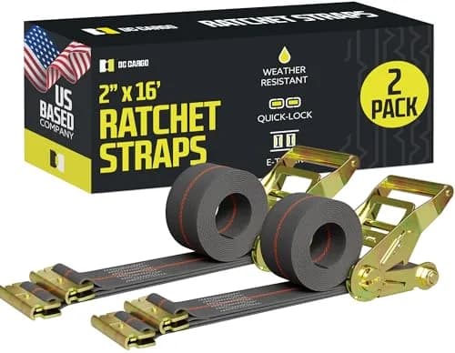 DC Cargo Mall E Track Ratchet Straps Cargo Tie-Downs 2x16 Heavy Duty Grey | Secure in Trailers & Trucks thumbnail 1