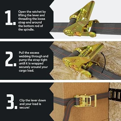 DC Cargo Mall E Track Ratchet Straps Cargo Tie-Downs 2x16 Heavy Duty Grey | Secure in Trailers & Trucks thumbnail 4