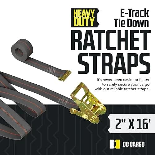 DC Cargo Mall E Track Ratchet Straps Cargo Tie-Downs 2x16 Heavy Duty Grey | Secure in Trailers & Trucks thumbnail 2