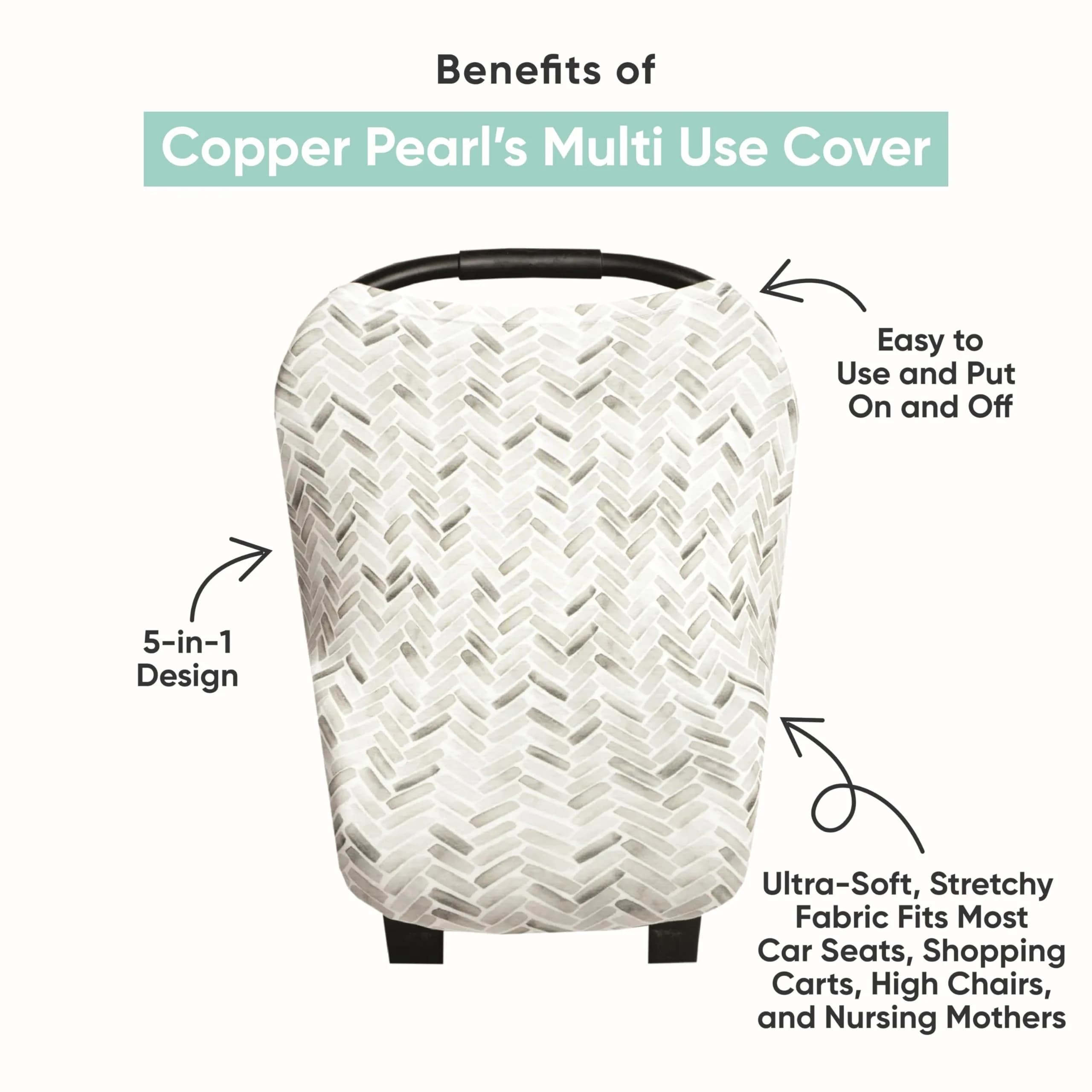 Copper Pearl Nursing Cover for Breastfeeding – Multi-Use Car Seat Canopy, Stroller Shade & Wrap, Everest (73cm x 63cm x 0.5cm) - view 2