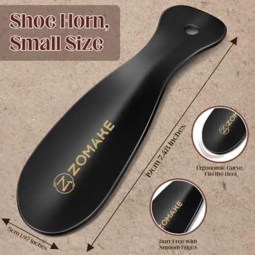 ZOMAKE 7.5 inch (19 cm) Black Metal Shoe Horn | Durable Stainless Steel for Easy Shoe Entry thumbnail 5