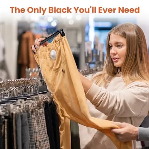 HOUSE DAY Black Pants Hangers with Clips 50 Pack, 10 Inch Skirt Hangers | Eco-Friendly Plastic, Strong Clips, 360° Swivel Hook thumbnail 8