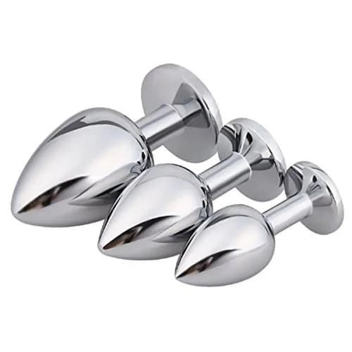 Akstore Purple 3 pcs Fetish Anal Butt Plug | Steel Jewel Design for Intimate Pleasure thumbnail 3
