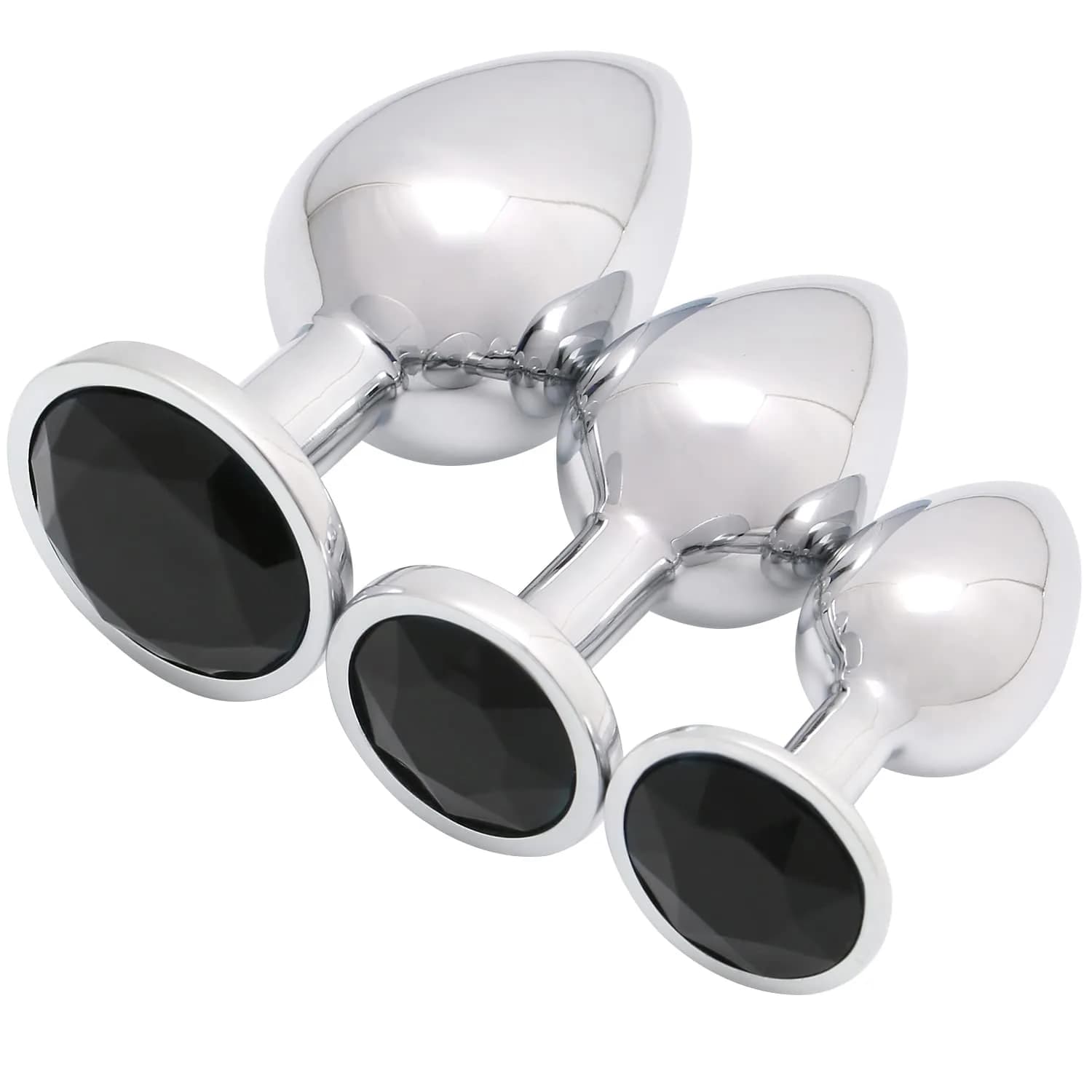 Akstore 3 Pcs Luxury Jewelry Design Fetish Anal Butt Plug Black | Metal, Discreet & Safe for Beginners