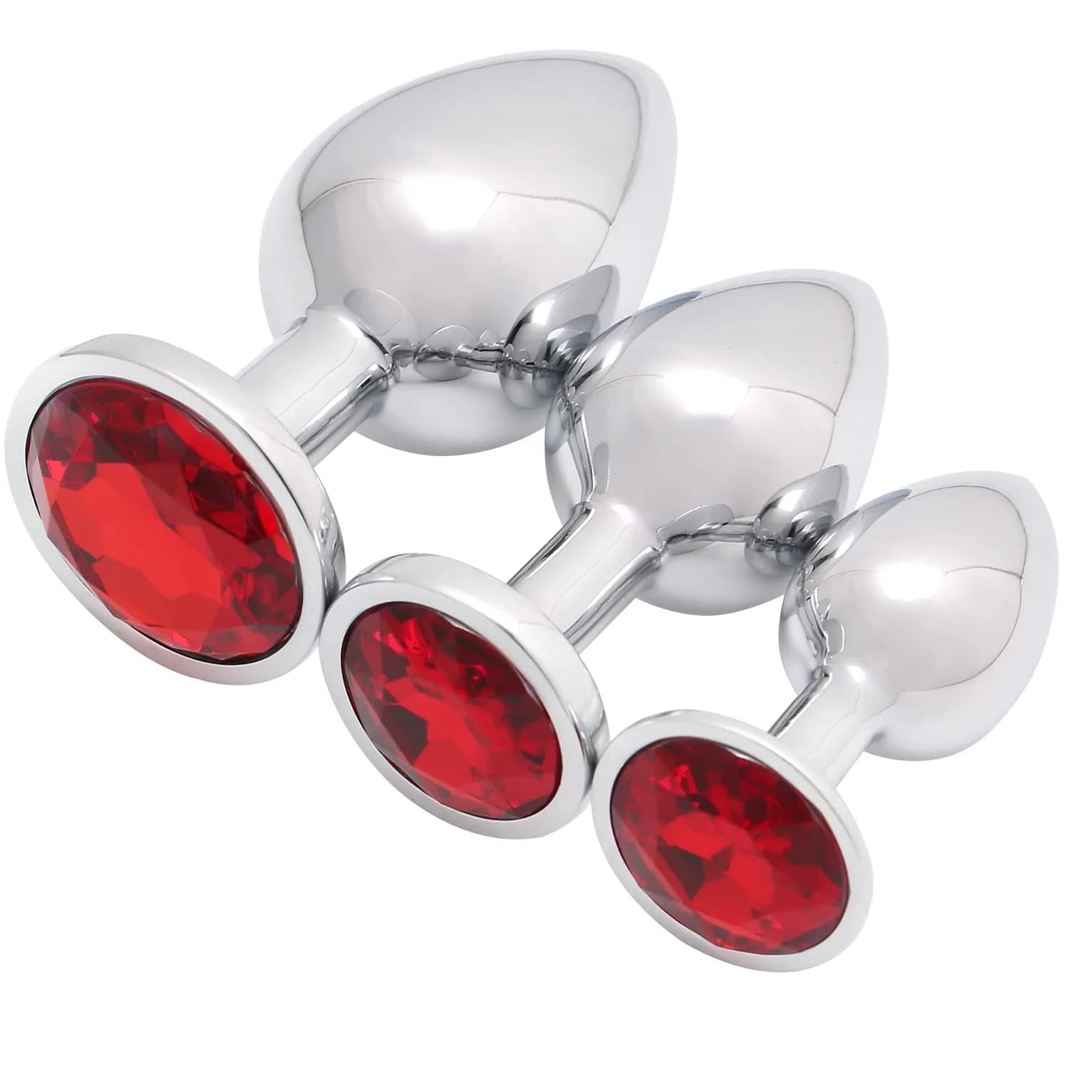Akstore Metal Fetish Anal Butt Plug Green | 3-Piece Luxury Jewelry Design Set for Beginners & Enthusiasts — Red