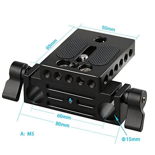 CAMVATE Camera Baseplate with 15mm Railblock & 1/4"-20 Screw | 18.3 cm (7.2 in) Length thumbnail 2