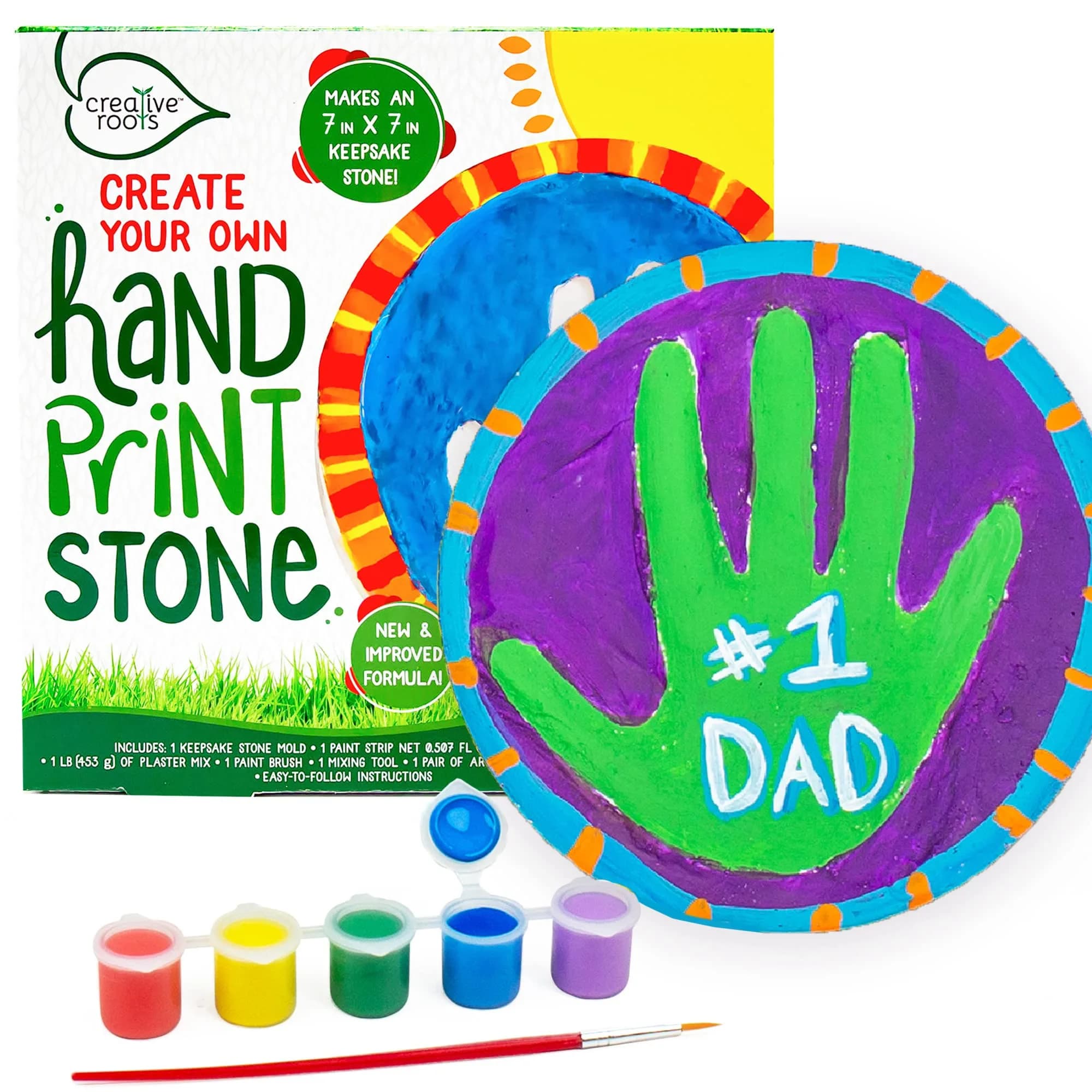 Creative Roots #1 Dad Stepping Stone Paint Kit | USA Imported Craft for Kids Ages 8-12 — Handprint