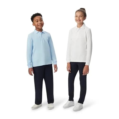 French Toast Boys' Pique Polo School Uniform Shirt with Long Sleeves, Black, XL (14/16) | Breathable Cotton-Poly Blend for School thumbnail 6