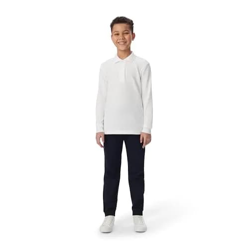 French Toast Boys' Pique Polo School Uniform Shirt with Long Sleeves, Black, XL (14/16) | Breathable Cotton-Poly Blend for School thumbnail 2