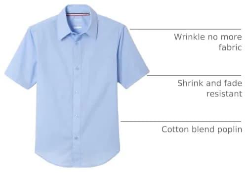 French Toast Boys' Short Sleeve Classic Poplin Dress Shirt Light Blue 16 | Breathable, Wrinkle-Free School Essential thumbnail 4