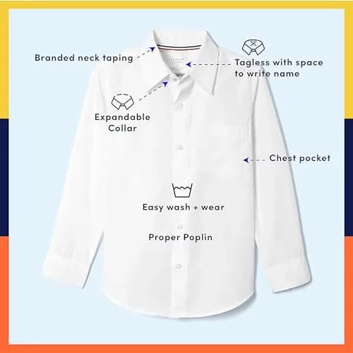 French Toast Boys' Classic Long Sleeve Dress Shirt Yellow 20 (55% Cotton, 45% Polyester) thumbnail 3
