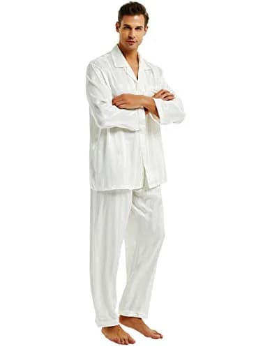 Lonxu Mens Silk Satin Pajamas Set Sleepwear XL | Silky Comfort for Relaxed Sleep thumbnail 1