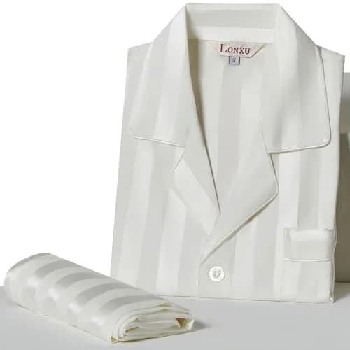 Lonxu Mens Silk Satin Pajamas Set Sleepwear XL | Silky Comfort for Relaxed Sleep thumbnail 5