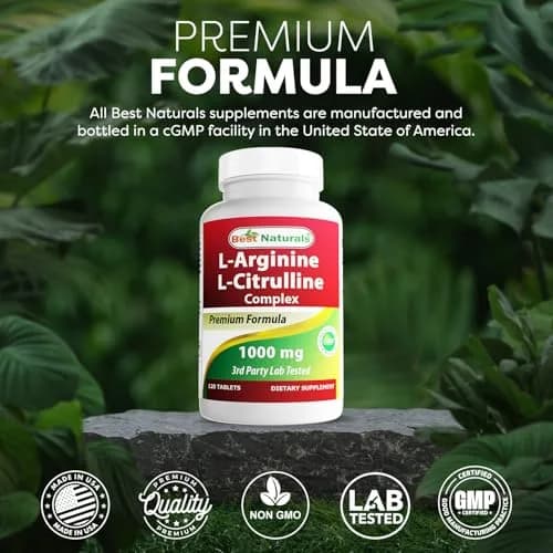 Best Naturals Arginine Citrulline Complex 1000 Mg 120 Tablets | Amino Acid Supplement for Muscle Metabolism thumbnail 5