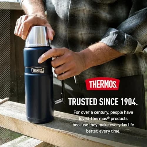 THERMOS Stainless King Vacuum-Insulated Beverage Bottle 68oz | Keeps Hot/Cold 24h, Matte Steel thumbnail 7