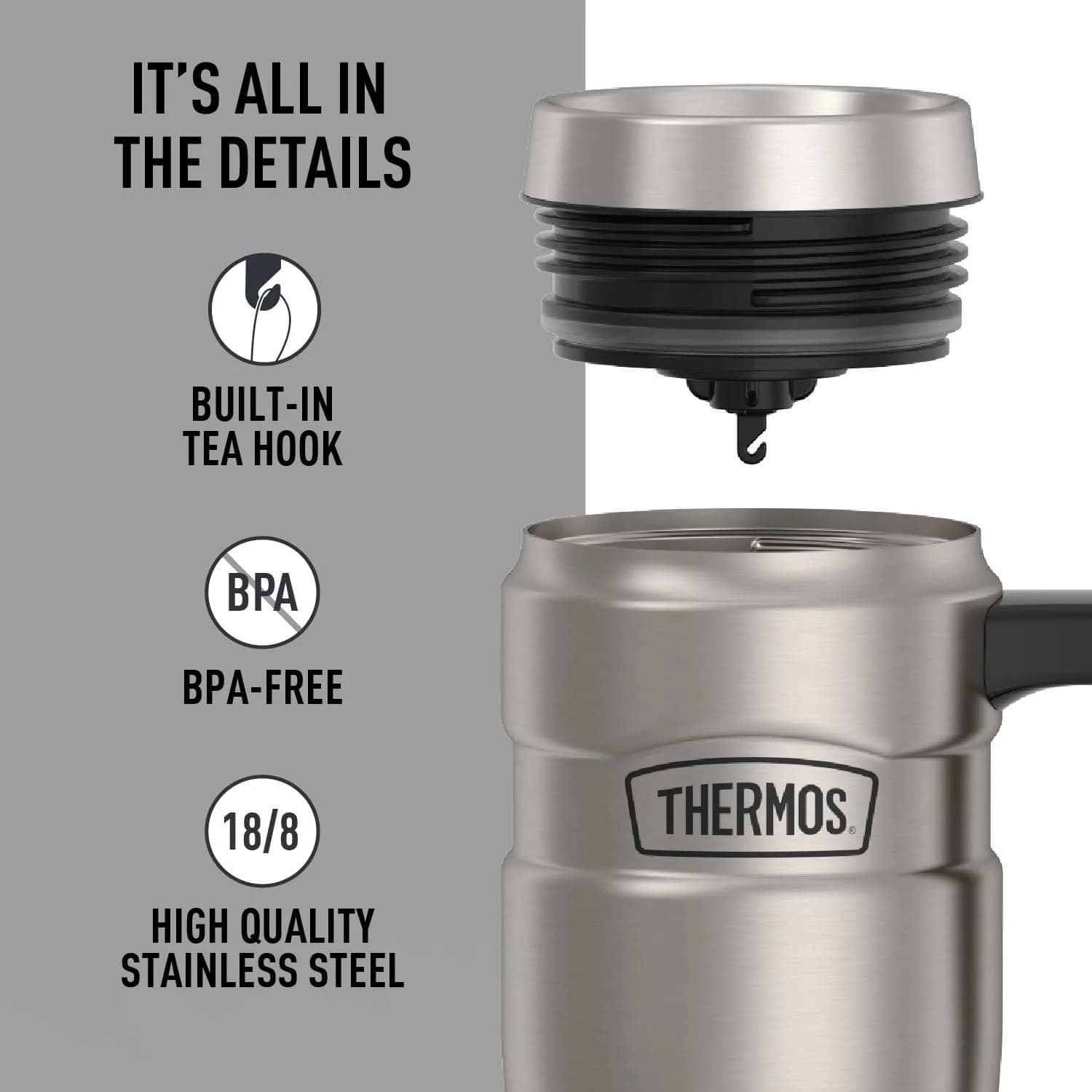 THERMOS Stainless King Vacuum-Insulated Travel Mug with Handle - 16oz (473ml) | Keeps Drinks Hot for 7 Hours, Cold for 18 Hours - view 4