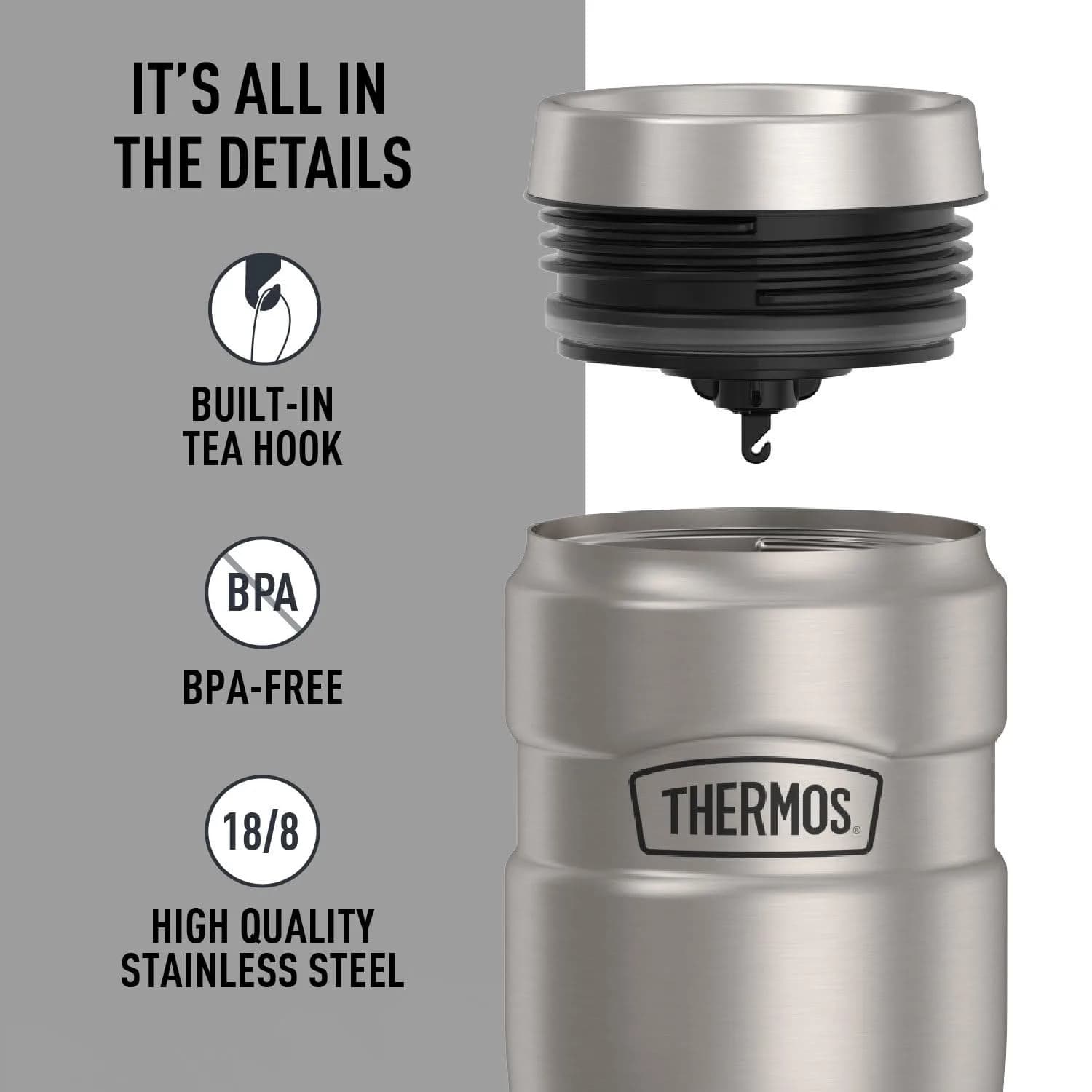 THERMOS Stainless King 16oz Travel Tumbler - Matte Steel - view 4