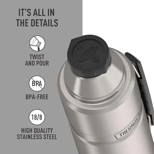 THERMOS Stainless King 40oz Beverage Bottle | 1.18 L (40 fl oz) Vacuum Insulated Steel Flask thumbnail 4