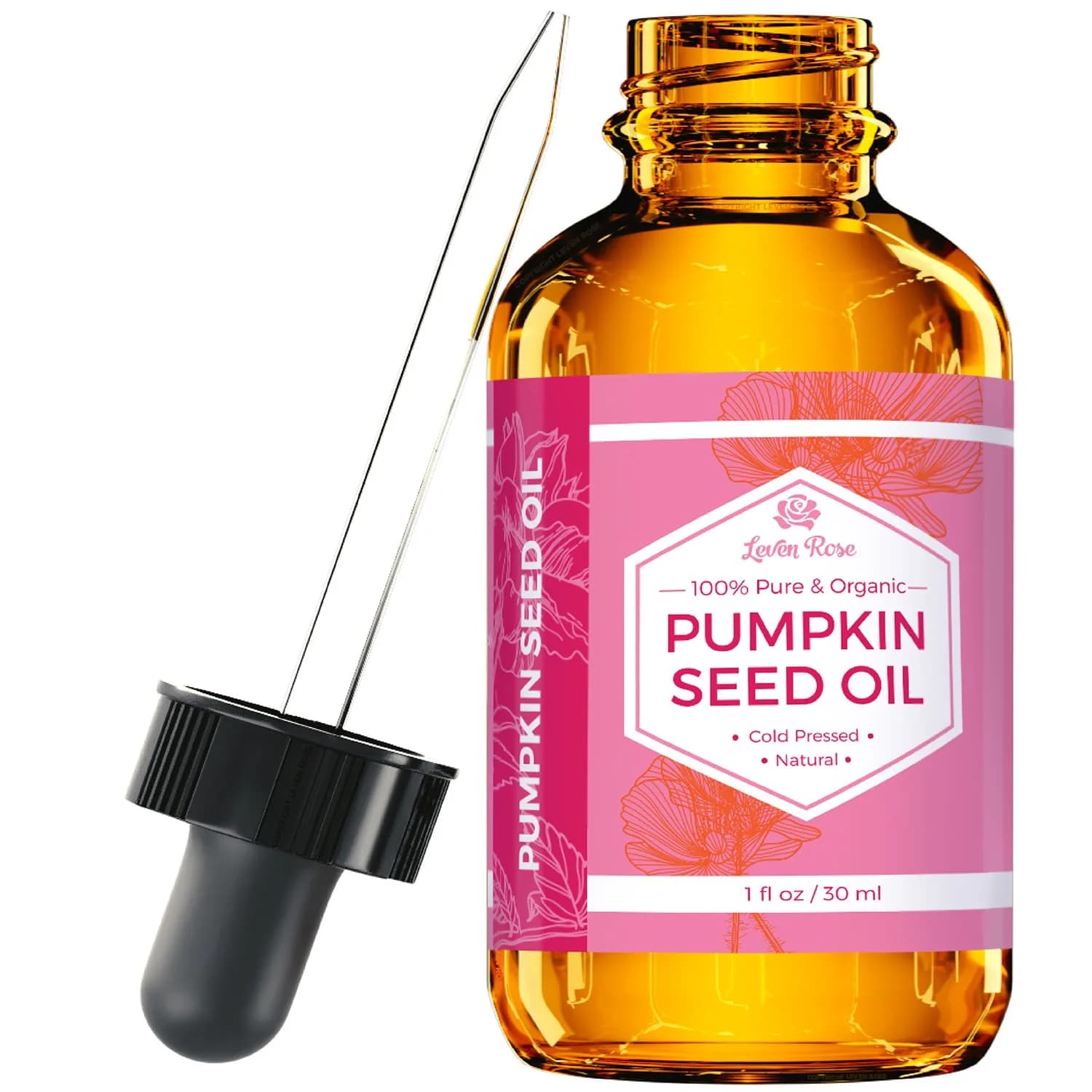 Leven Rose Organic Pumpkin Seed Oil for Hair Growth 1 oz | Deep Hydration & Dandruff Support