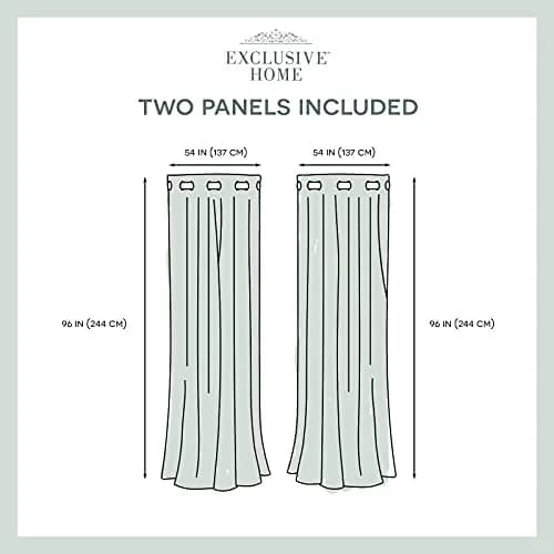 Exclusive Home Kochi Light Filtering Linen Blend Grommet Top Curtain Panel Pair, 54"x96", Teal | Geometric,Contemporary Design thumbnail 6