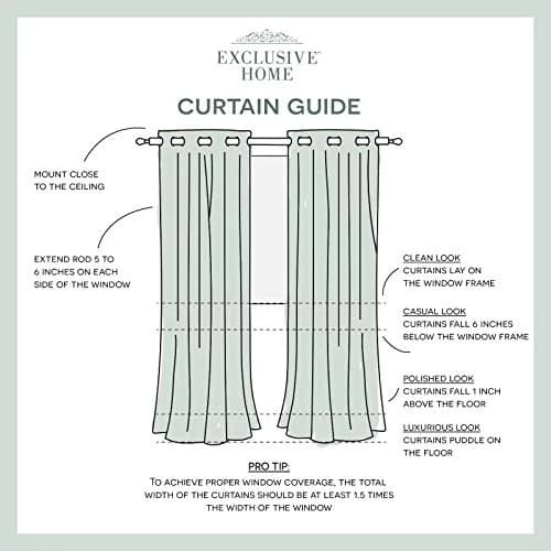 Exclusive Home Kochi Light Filtering Linen Blend Grommet Top Curtain Panel Pair, 54"x96", Teal | Geometric,Contemporary Design thumbnail 7