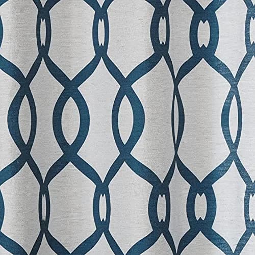 Exclusive Home Kochi Light Filtering Linen Blend Grommet Top Curtain Panel Pair, 54"x96", Teal | Geometric,Contemporary Design thumbnail 2