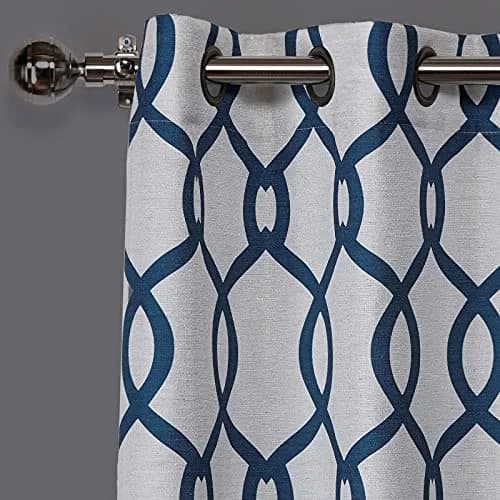 Exclusive Home Kochi Light Filtering Linen Blend Grommet Top Curtain Panel Pair, 54"x96", Teal | Geometric,Contemporary Design thumbnail 3