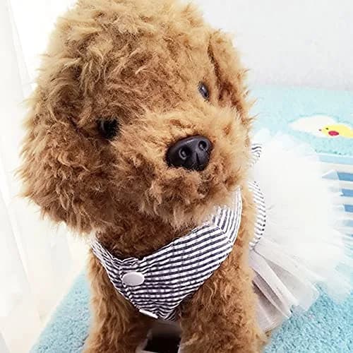 TAPBULL Striped Mesh Princess Dog Dress Blue Large | Fashion Pet Clothes for Small Dogs thumbnail 7