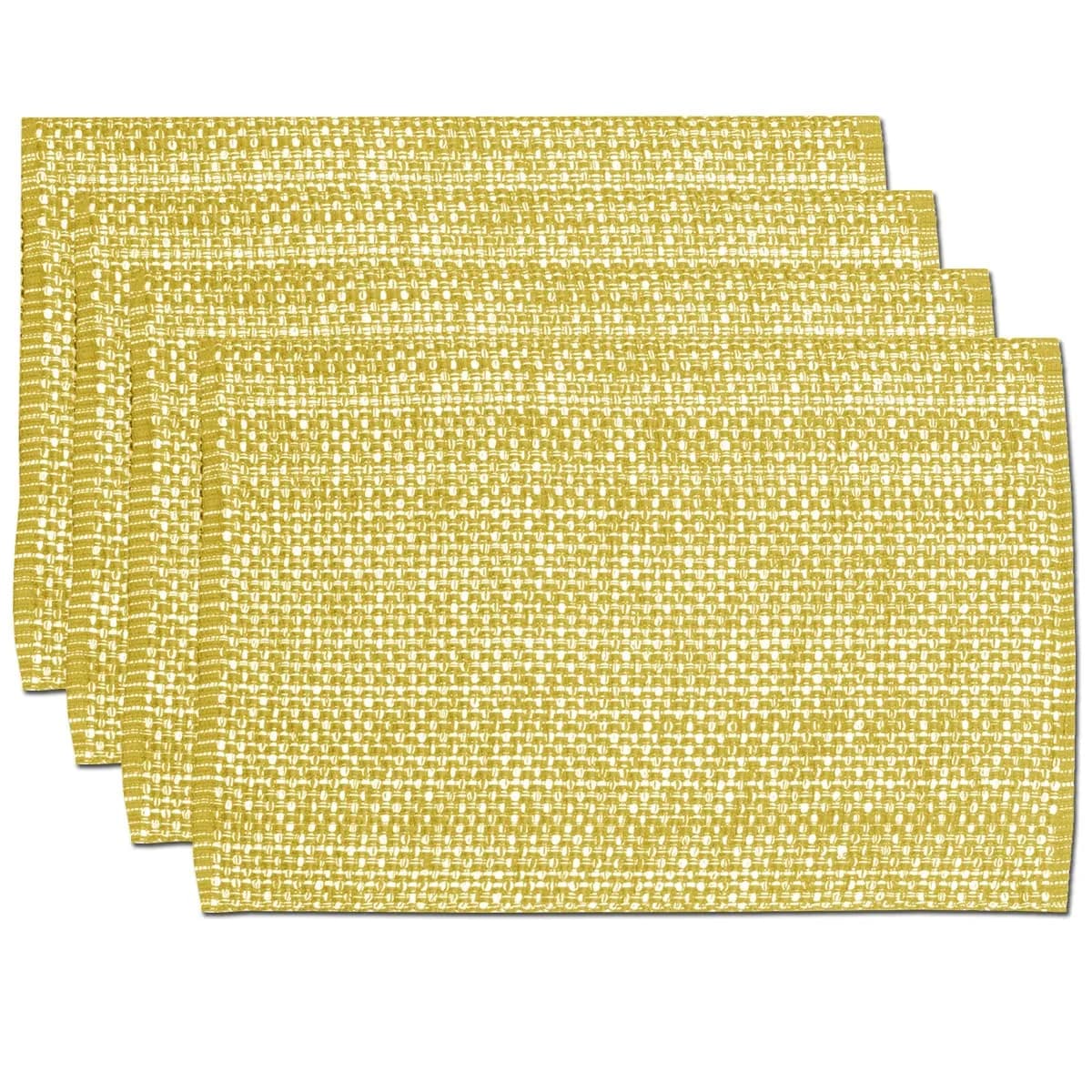 Sweet Home Collection 100% Cotton Placemats for Dining Room Rectangle 13" x 19" | Elegant Table Mat Set — Gold