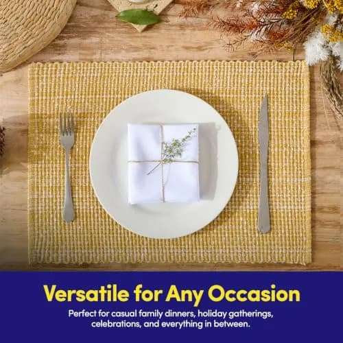 Sweet Home Collection 100% Cotton Placemats for Dining Room Rectangle 13" x 19" | Elegant Table Mat Set thumbnail 5