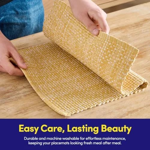 Sweet Home Collection 100% Cotton Placemats for Dining Room Rectangle 13" x 19" | Elegant Table Mat Set thumbnail 7